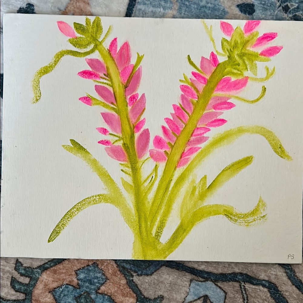 Floral Pink and Green Art Painting